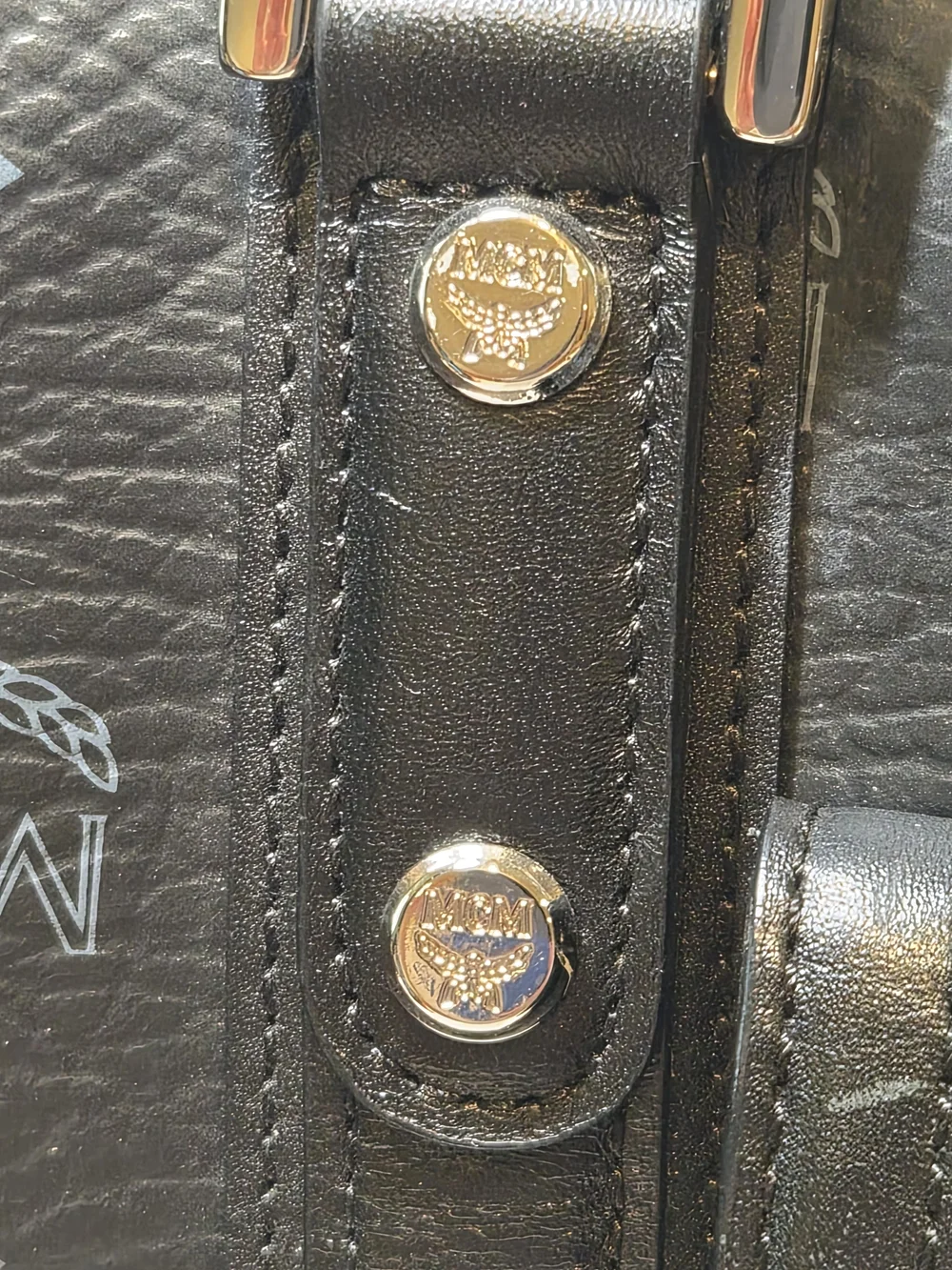 MCM Black Visetos Boston Satchel with Gold Logo Plate - Picture 8 of 16